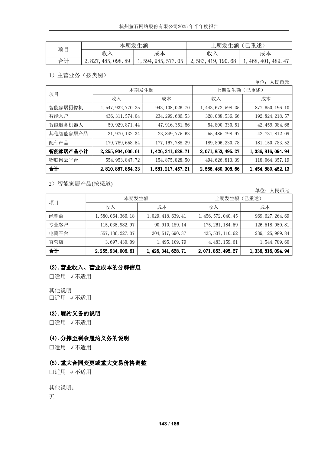 萤石网络 2025 年半年度报告收入成本截图